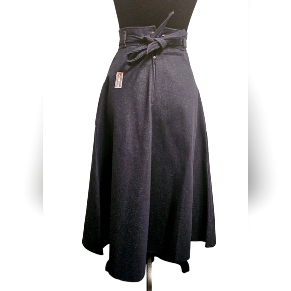 Vintage DENIM High Waist A-Line Flared Midi Skirt - Picture 3 of 16